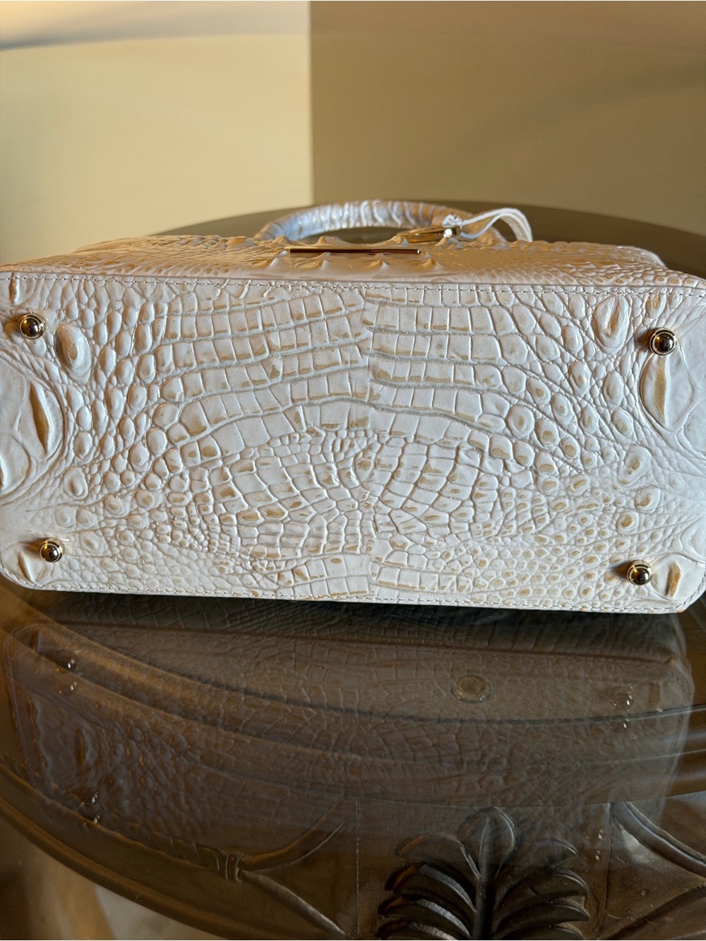 Brahmin Duxbury Chantilly White Croc-Embossed Satchel with Detachable Strap - Picture 9 of 15